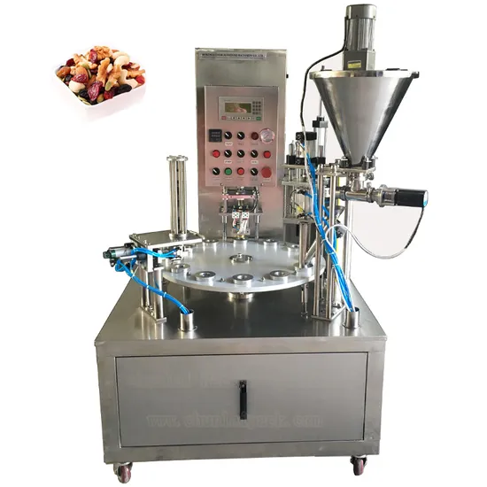 Automatic Rotary Granules Cereal/Mixed Nut Plastic Cup Filling Sealer Packaging Machine 