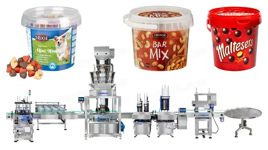 Full Automatic Chip Mixed Nuts Plastic Jar Bottles Filling and Capping Line Machine 